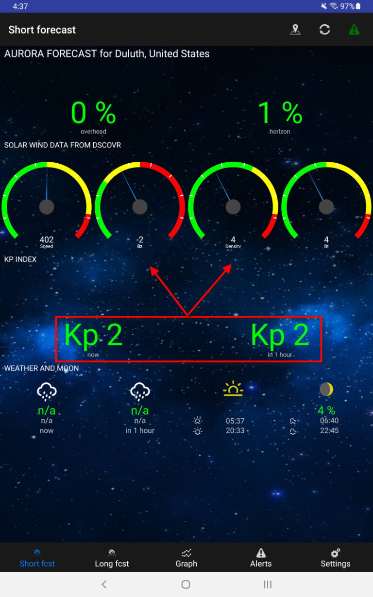 Aurora alerts как пользоваться приложением